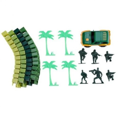 YALONGFA NO.358 48PCS DIY RACING TRACK ASSEMBLY (ARMY GREEN)