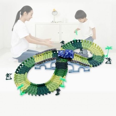 YALONGFA NO.358 96PCS RACE TRACK ASSEMBLY (ARMY GREEN)
