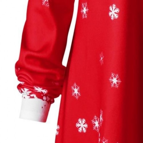 CHRISTMAS PLUS SIZE OFF THE SHOULDER TUNIC TOP (RED WITH WHITE)