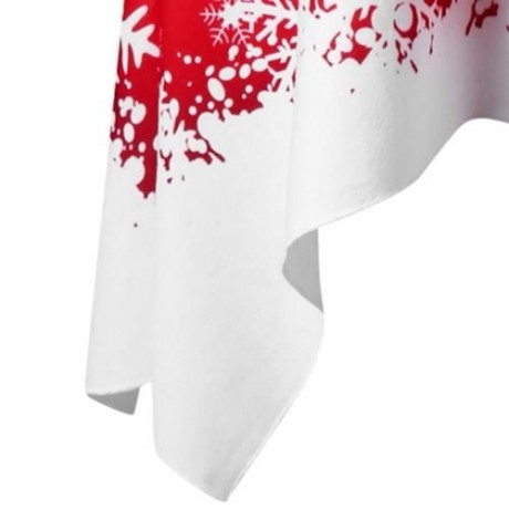 CHRISTMAS PLUS SIZE OFF THE SHOULDER TUNIC TOP (RED WITH WHITE)