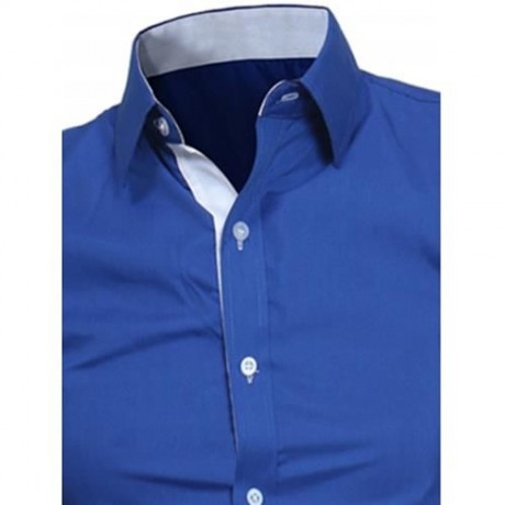 TURNDOWN COLLAR PANEL DESIGN FORMAL SHIRT (WHITE AND BLACK)