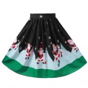 CHRISTMAS PLUS SIZE MIDI SWING SKIRT (BLACK)
