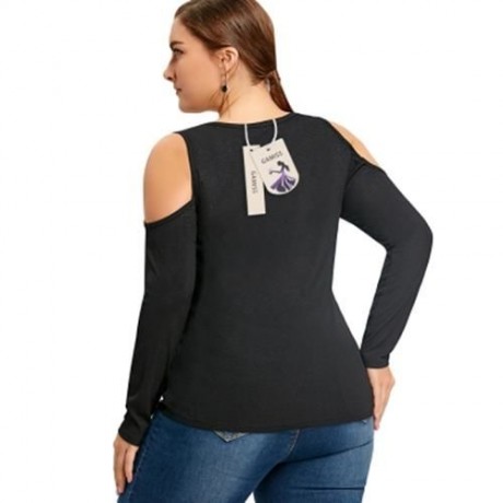 PLUS SIZE CUT OUT LONG SLEEVE TOP (BLACK)