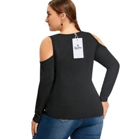 PLUS SIZE CUT OUT LONG SLEEVE TOP (BLACK)