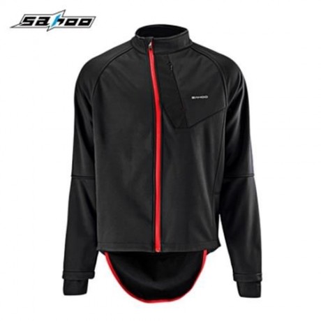 SAHOO CYCLING FULL ZIPPERED WIND-RESISTANT WARM JACKET (BLACK)