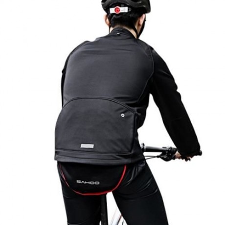 SAHOO CYCLING FULL ZIPPERED WIND-RESISTANT WARM JACKET (BLACK)