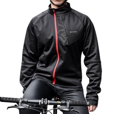 SAHOO CYCLING FULL ZIPPERED WIND-RESISTANT WARM JACKET (BLACK)