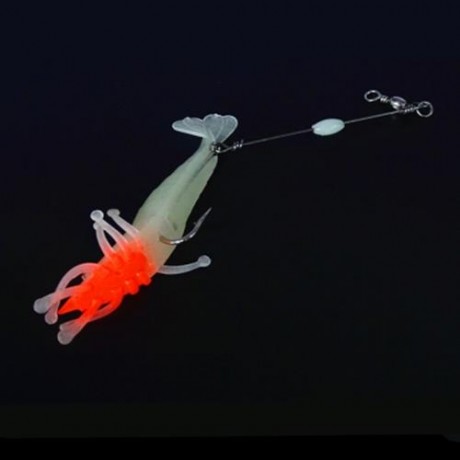 OUTDOORS FISHING LUMINOUS ELASTIC SOFT GLUE BAIT SHRIMP / 3 SIZE (CLEAR WHITE)
