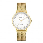 CUENA 6645G WOMEN CASUAL QUARTZ WATCH STAINLESS STEEL BAND WRISTWATCH (WHITE GOLD)