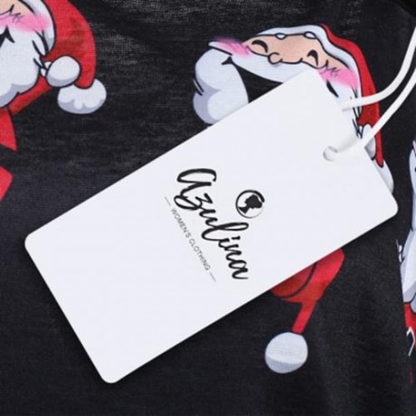 COLD SHOULDER SANTA CLAUS LAUGH PRINT T-SHIRT (BLACK)