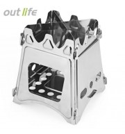 OUTLIFE PORTABLE STAINLESS STEEL LIGHTWEIGHT FOLDING STOVE (SILVER)