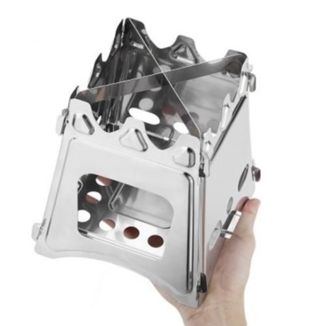 OUTLIFE PORTABLE STAINLESS STEEL LIGHTWEIGHT FOLDING STOVE (SILVER)