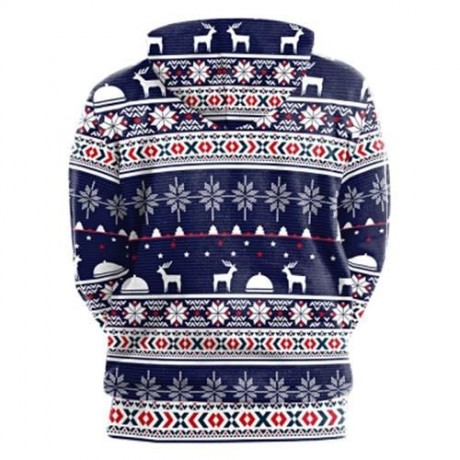 STYLISH HOODED LONG SLEEVE PRINTED POCKET WOMEN HOODIE (BLUE)