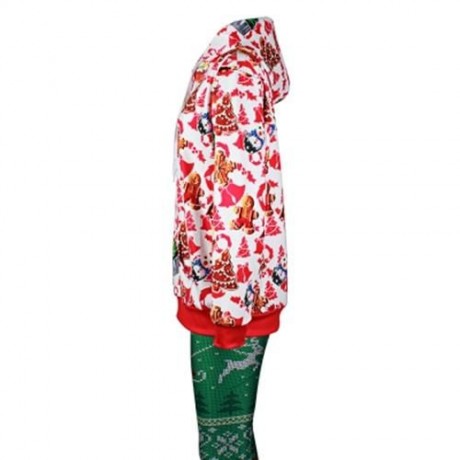 STYLISH HOODED LONG SLEEVE PRINTED POCKET WOMEN HOODIE (RED)