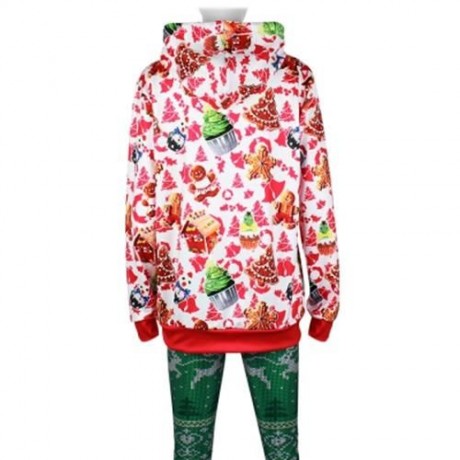 STYLISH HOODED LONG SLEEVE PRINTED POCKET WOMEN HOODIE (RED)