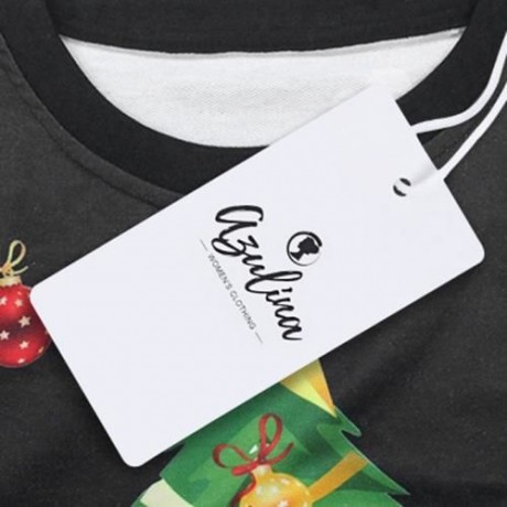 TRENDY ROUND COLLAR CHRISTMAS TREE PRINT WOMEN SWEATSHIRT (BLACK)