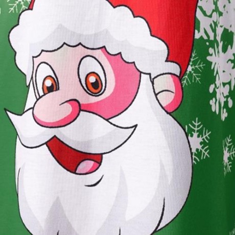 CHRISTMAS PLUS SIZE LACE TRIM SANTA CLAUS T-SHIRT (GREEN)