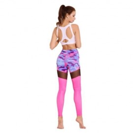 TRENDY CAMOUFLAGE MESH SPLICED SKINNY WOMEN YOGA PANTS (PINK)
