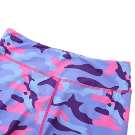 TRENDY CAMOUFLAGE MESH SPLICED SKINNY WOMEN YOGA PANTS (PINK)