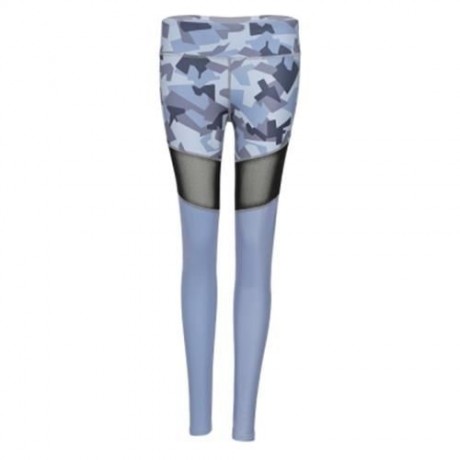 TRENDY CAMOUFLAGE MESH SPLICED SKINNY WOMEN YOGA PANTS (GRAY)