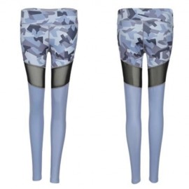 TRENDY CAMOUFLAGE MESH SPLICED SKINNY WOMEN YOGA PANTS (GRAY)