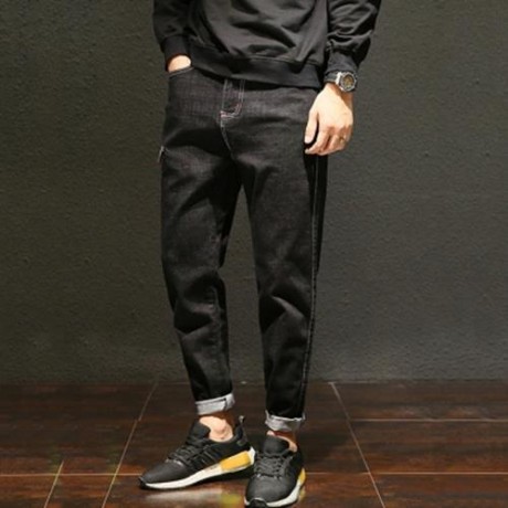 ZIPPER FLY POCKET DESIGN HAREM JEANS (BLACK)
