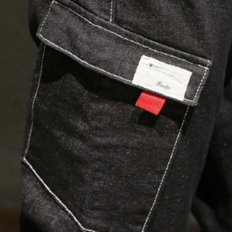 ZIPPER FLY POCKET DESIGN HAREM JEANS (BLACK)