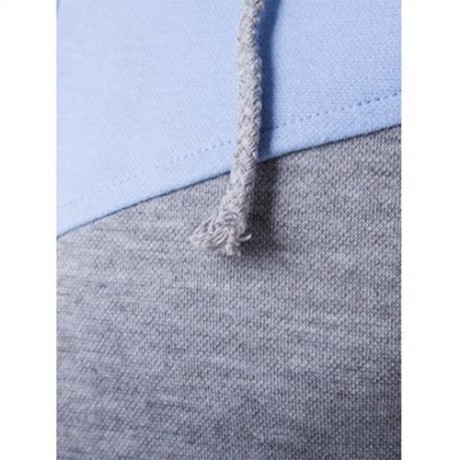 KANGAROO POCKET ZIP UP COLOR BLOCK HOODIE (GRAY)