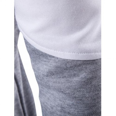 KANGAROO POCKET ZIP UP COLOR BLOCK HOODIE (GRAY)