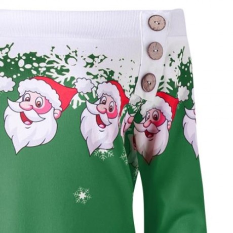 PLUS SIZE CHRISTMAS OFF THE SHOULDER ASYMMETRIC SWEATSHIRT (GREEN)