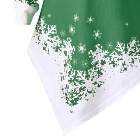 PLUS SIZE CHRISTMAS OFF THE SHOULDER ASYMMETRIC SWEATSHIRT (GREEN)