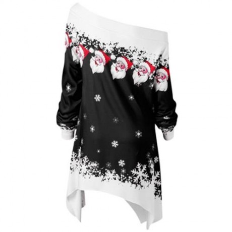 CHRISTMAS PLUS SIZE OFF THE SHOULDER TUNIC TOP (BLACK)