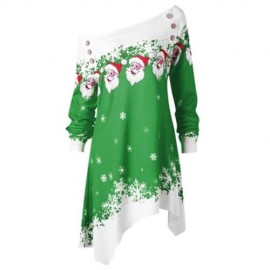 CHRISTMAS PLUS SIZE OFF THE SHOULDER TUNIC TOP (GREEN)