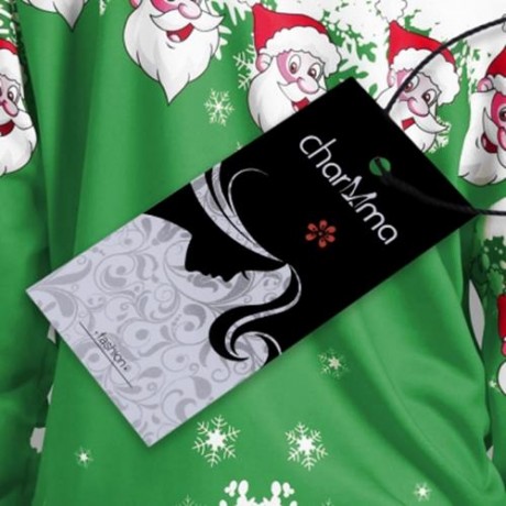CHRISTMAS PLUS SIZE SANTA CLAUS SKEW COLLAR SWEATSHIRT (GREEN)