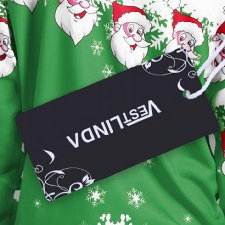CHRISTMAS PLUS SIZE SANTA CLAUS SKEW COLLAR SWEATSHIRT (GREEN)