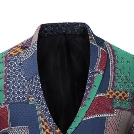 SINGLE BREASTED PATCHWORK LINEN BLAZER (COLORMIX)