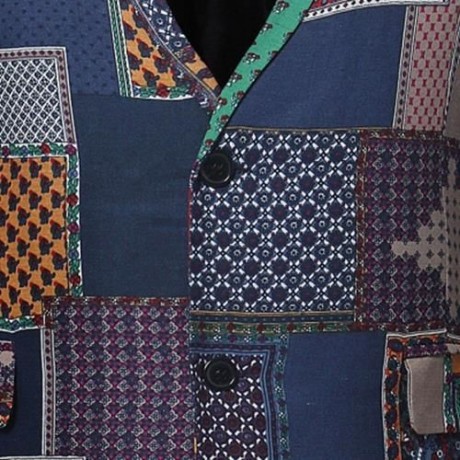 SINGLE BREASTED PATCHWORK LINEN BLAZER (COLORMIX)
