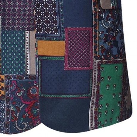 SINGLE BREASTED PATCHWORK LINEN BLAZER (COLORMIX)