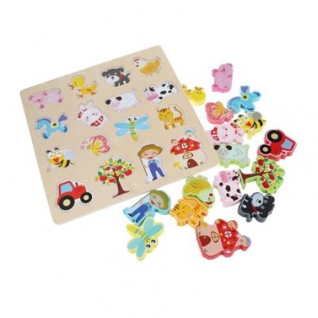 3D Wooden Puzzle Plate Board Cognitive Educational Toy (COLORMIX)