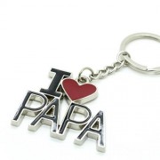 CREATIVE I LOVE PAPA WORD PLATE PENDANT KEY CHAIN (BLACK WITH RED)