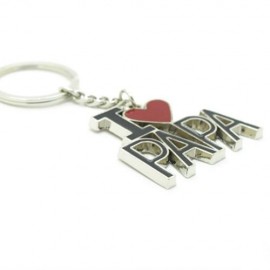 CREATIVE I LOVE PAPA WORD PLATE PENDANT KEY CHAIN (BLACK WITH RED)