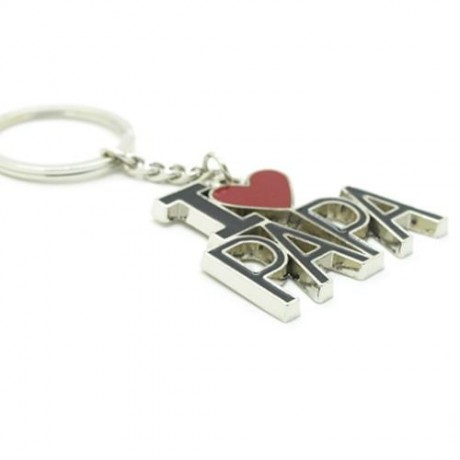 CREATIVE I LOVE PAPA WORD PLATE PENDANT KEY CHAIN (BLACK WITH RED)