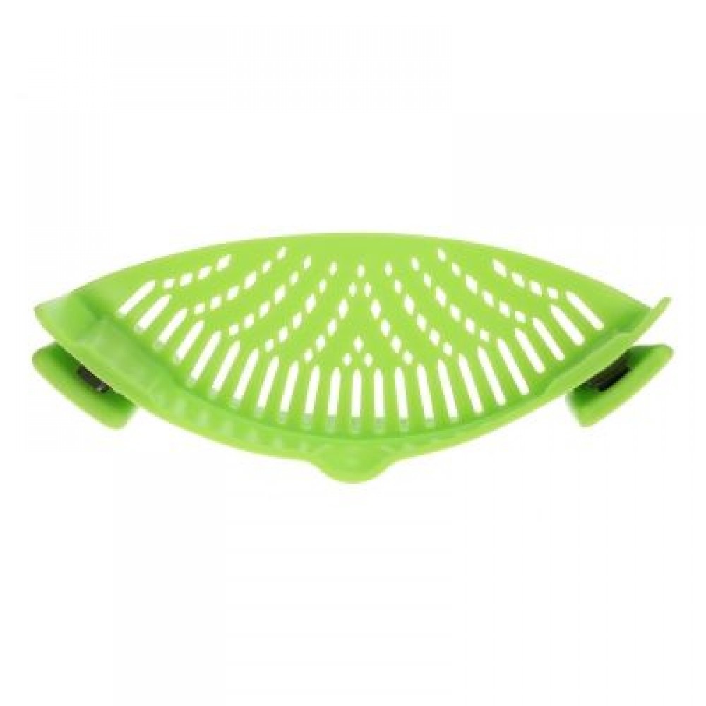 Household Silicone Kitchen Strainer Clip Pan Drain Rack (GREEN)