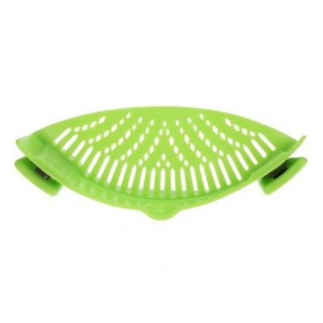 Household Silicone Kitchen Strainer Clip Pan Drain Rack (GREEN)