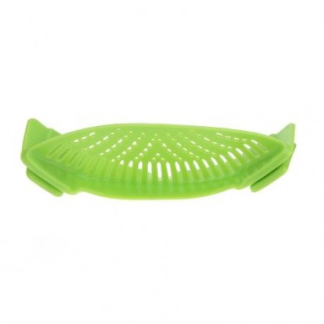 Household Silicone Kitchen Strainer Clip Pan Drain Rack (GREEN)