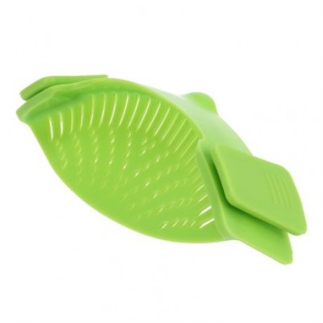 Household Silicone Kitchen Strainer Clip Pan Drain Rack (GREEN)