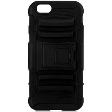 PC AND SILICONE PROTECTIVE CASE COVER WITH STAND FOR IPHONE 6 4.7 INCH SCREEN (BLACK)