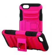 PC AND SILICONE PROTECTIVE CASE COVER WITH STAND FOR IPHONE 6 4.7 INCH SCREEN (ROSE MADDER