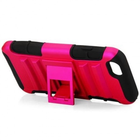PC AND SILICONE PROTECTIVE CASE COVER WITH STAND FOR IPHONE 6 4.7 INCH SCREEN (ROSE MADDER