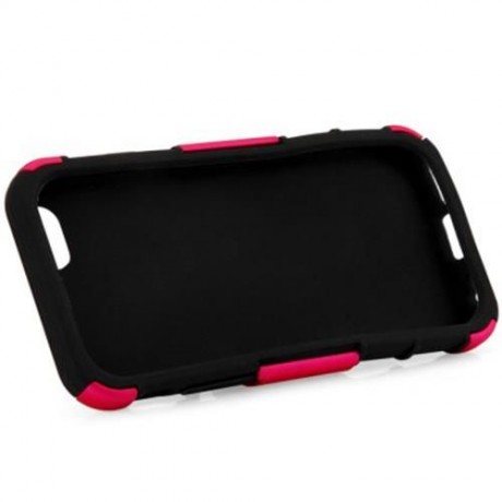 PC AND SILICONE PROTECTIVE CASE COVER WITH STAND FOR IPHONE 6 4.7 INCH SCREEN (ROSE MADDER